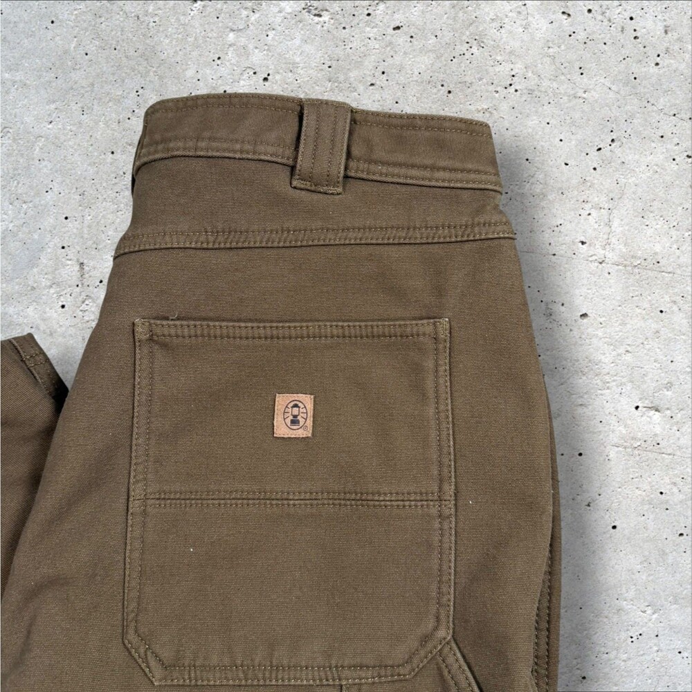Coleman Men's Fleece Lined Carpenter Pants 36x30 Brown Canvas Work Utility Pant - Picture 4 of 8